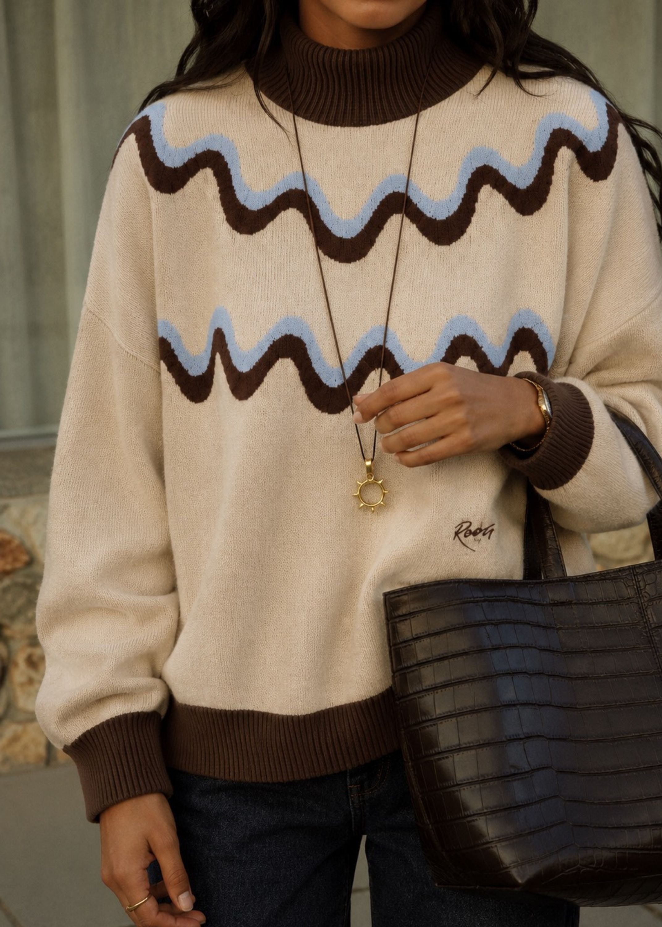 Wave Knit | Cream & Blue