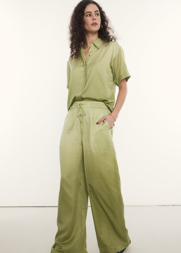 Vacation Shirt Pistachio Ombre, Sustainable Tops by Rooh Collective