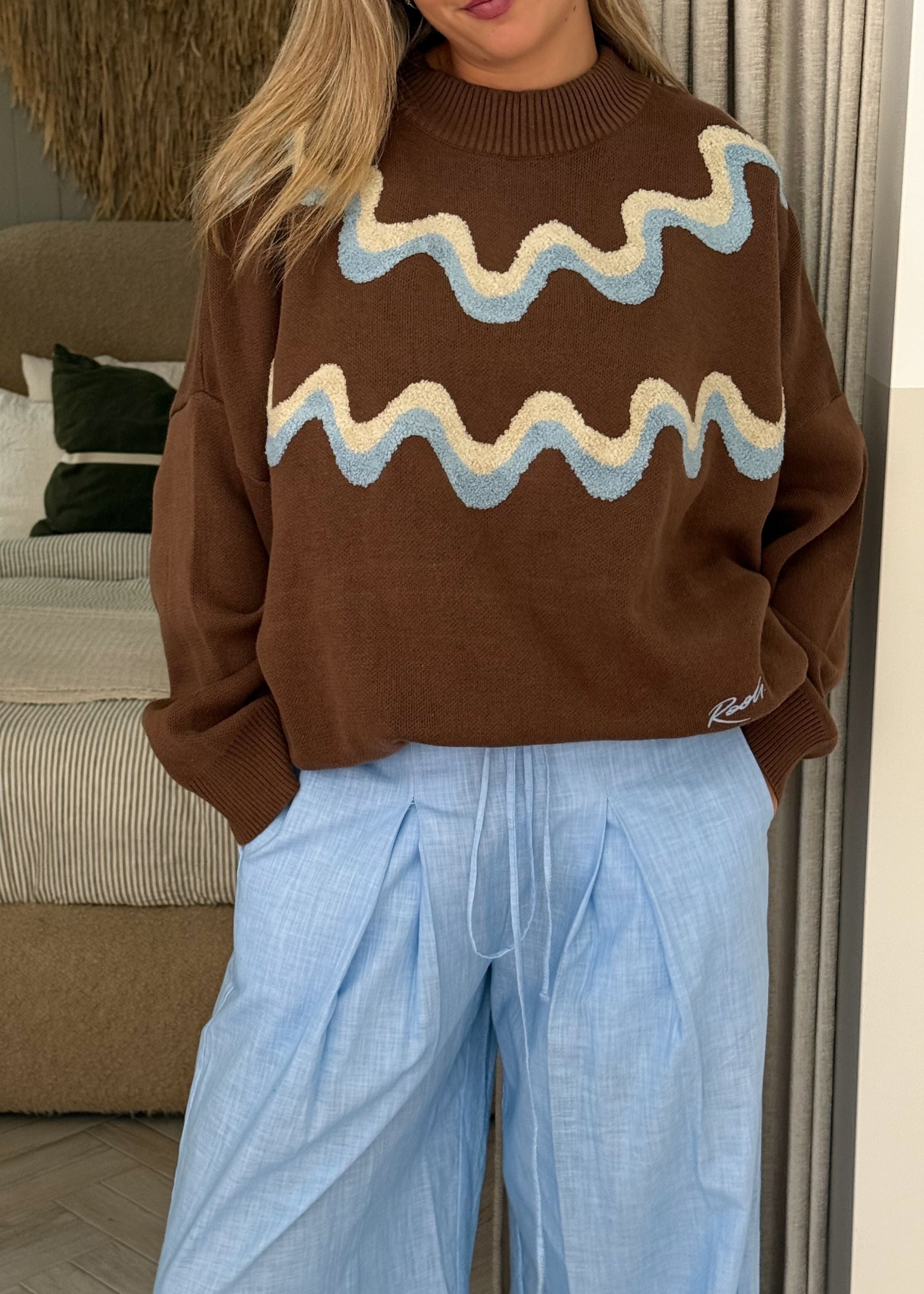 Wave Knit | Chocolate & Blue
