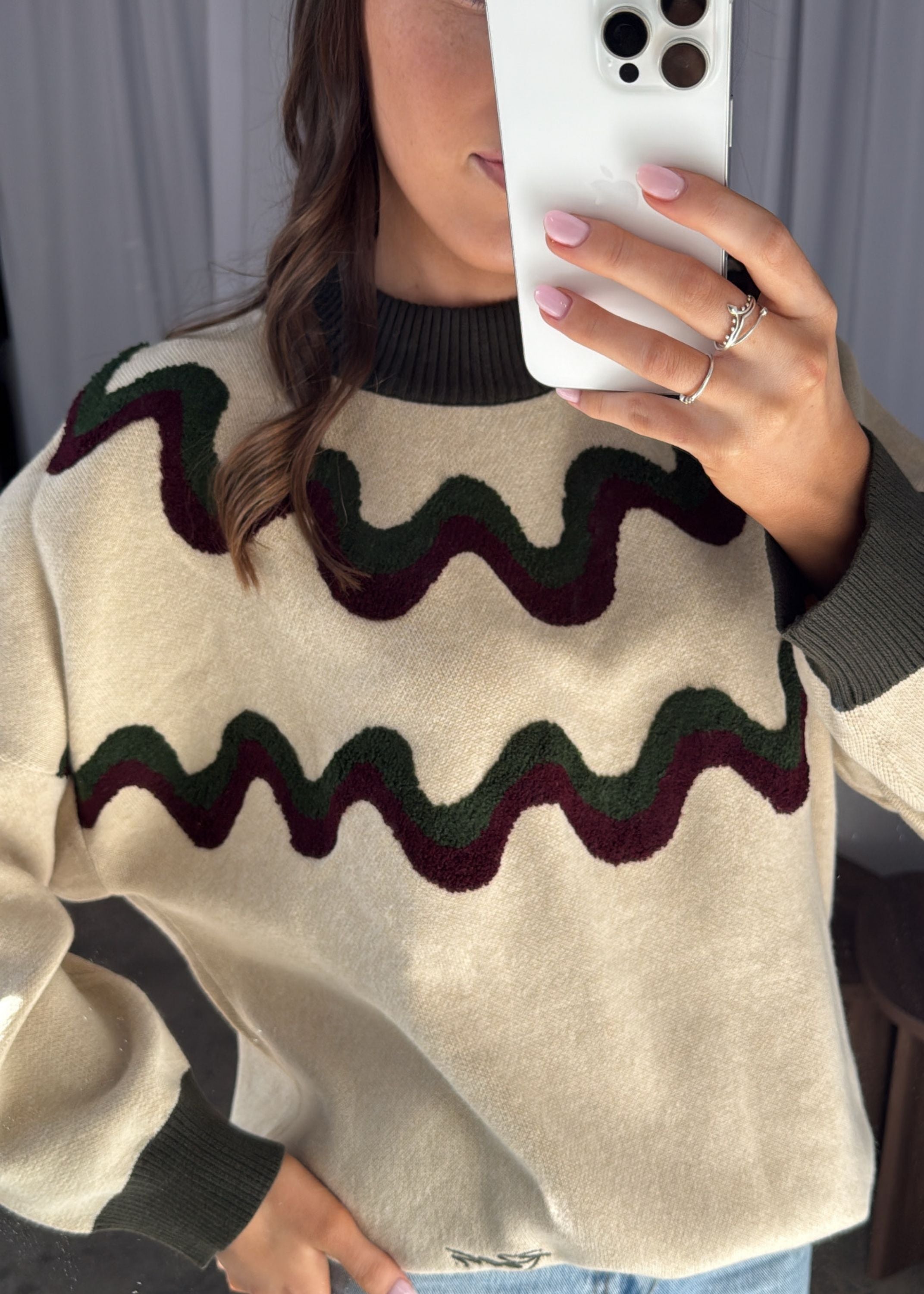 Wave Knit | Cream & Green