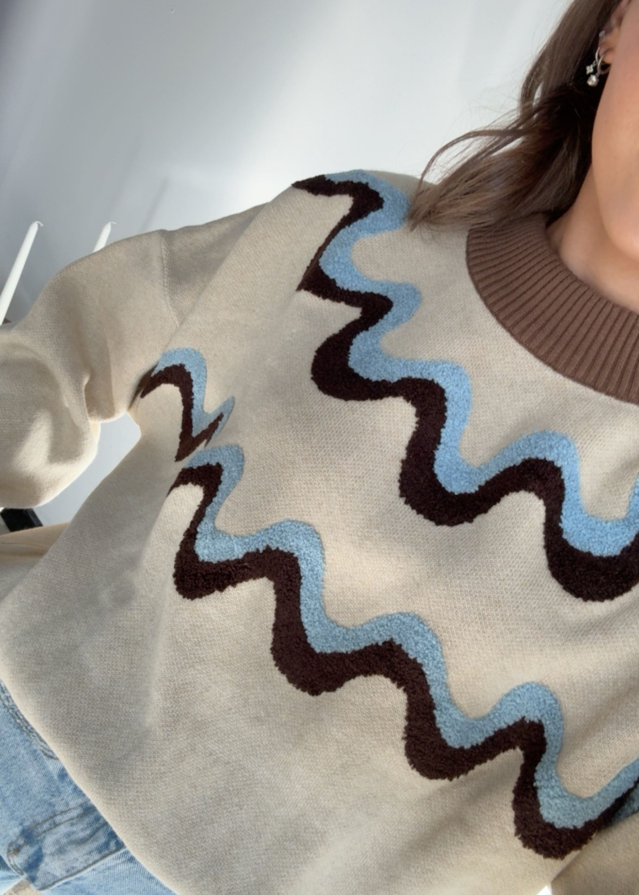 Wave Knit | Cream & Blue