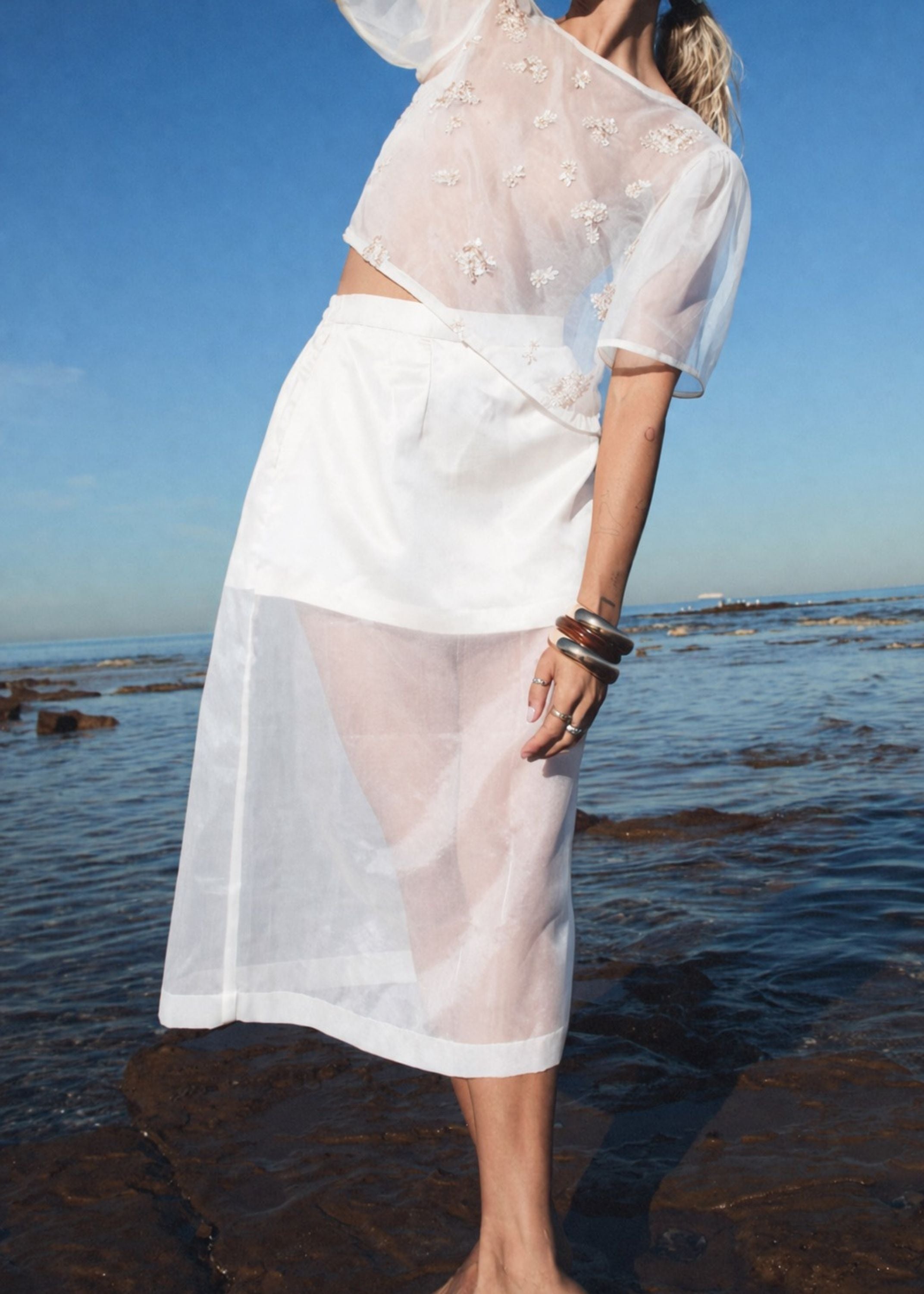 Serena Midi Skirt | Blanc