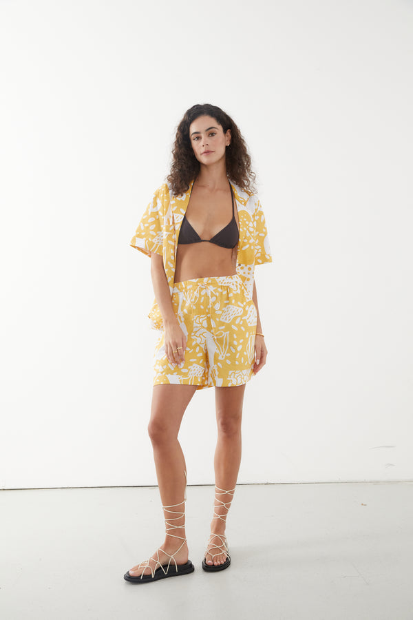 Cleo Print Vacation Shirt, Sustainable Women's Clothing by Rooh Collective