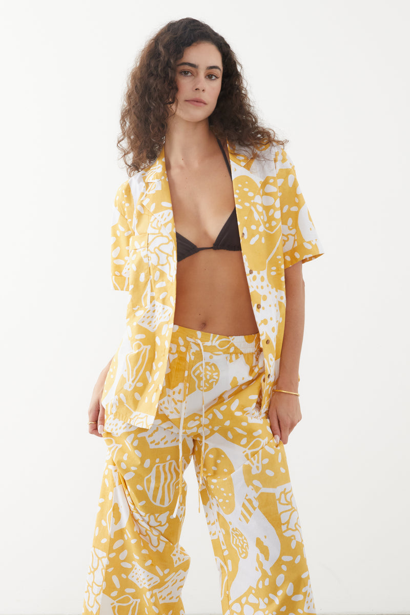 Cleo Print Vacation Shirt, Sustainable Women's Clothing by Rooh Collective