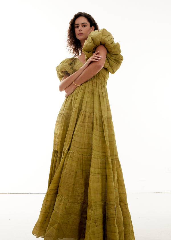 Esme Maxi Gown in Pine, Shop sustainable occasion dresses with Rooh Collective