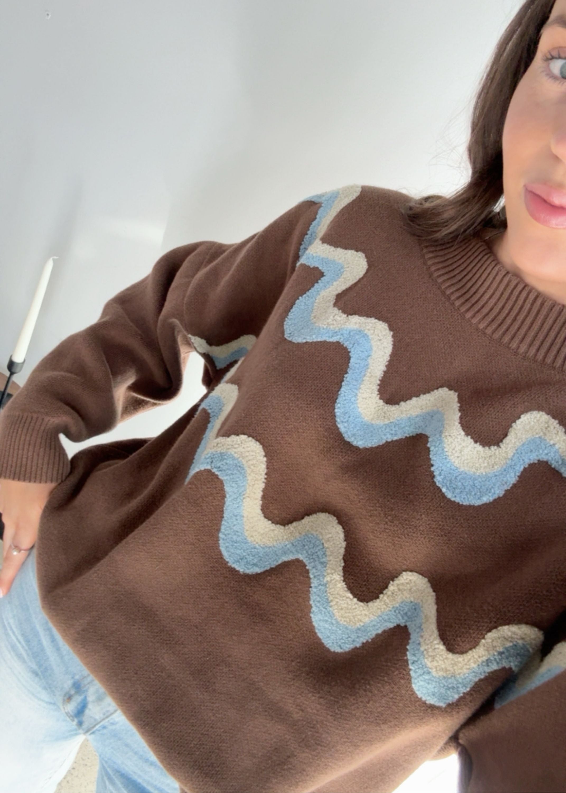 Wave Knit | Chocolate & Blue