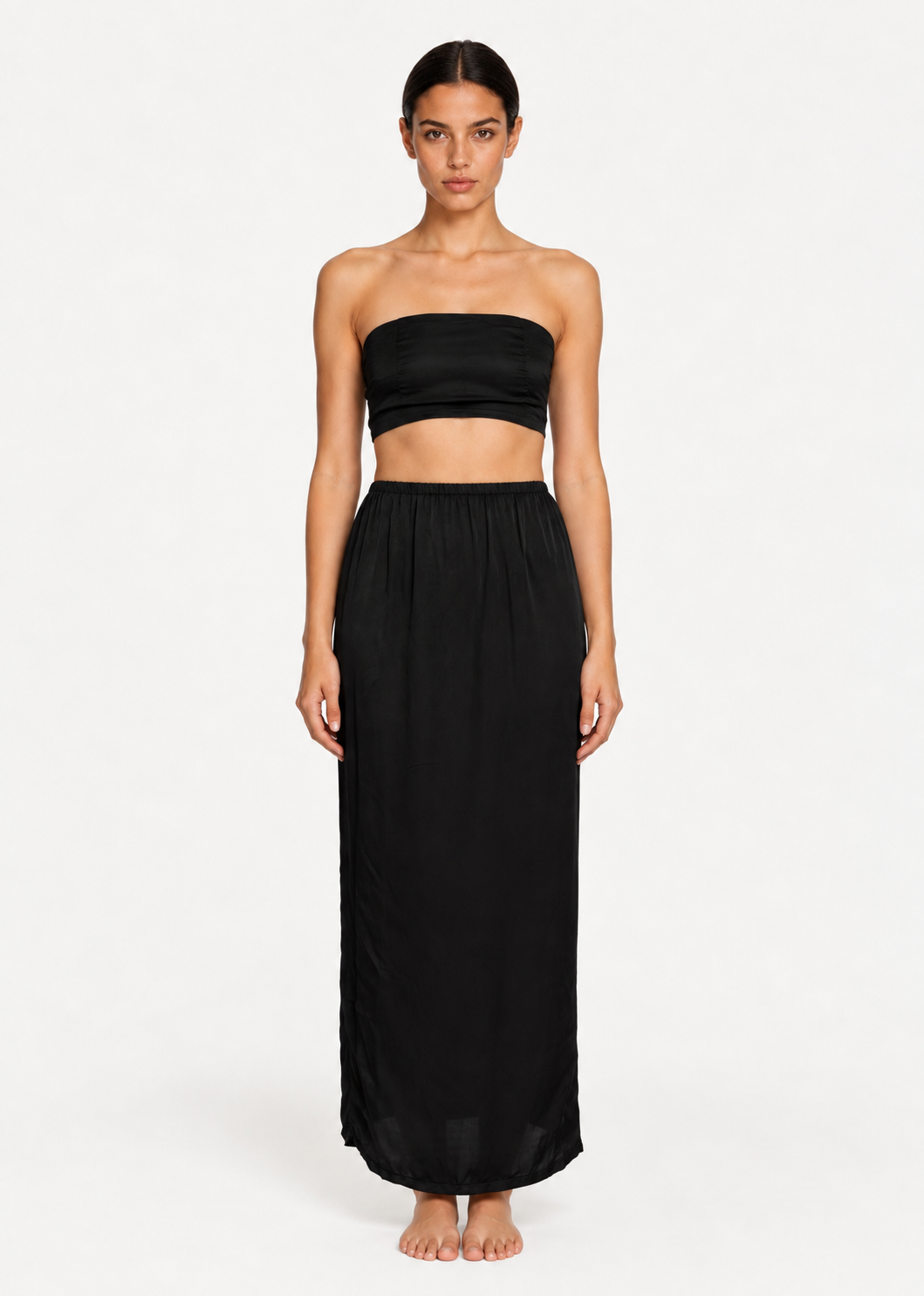 Pia Inner Midi Skirt + Bandeau | Noir