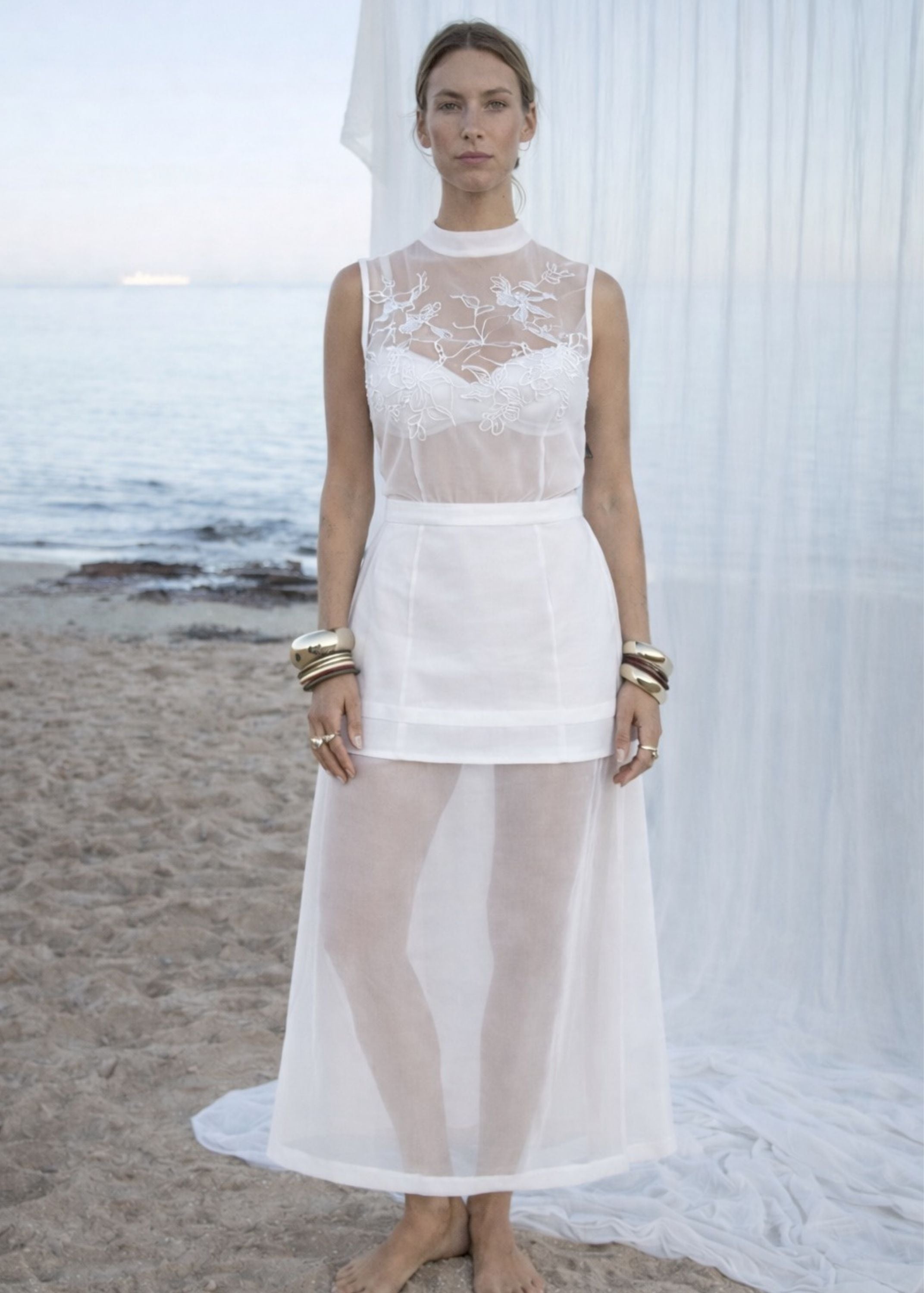 Serena Midi Skirt | Blanc