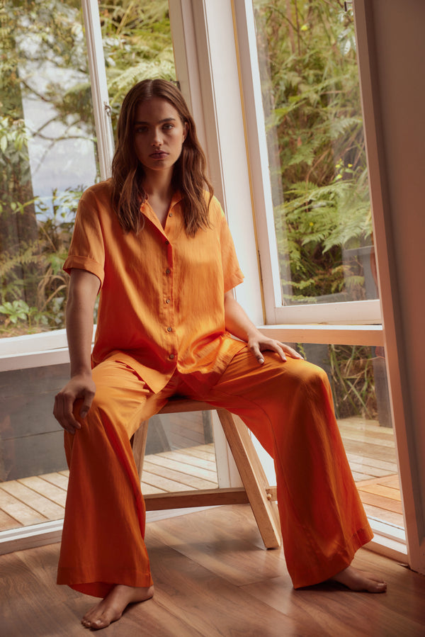 Vacation Pants Orange Ombre, Sustainable Co-ords by Rooh Collective