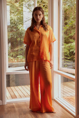 Vacation Shirt Orange Ombre, Sustainable Tops by Rooh Collective