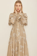 Alyssa Cape Dress | Beige Floral