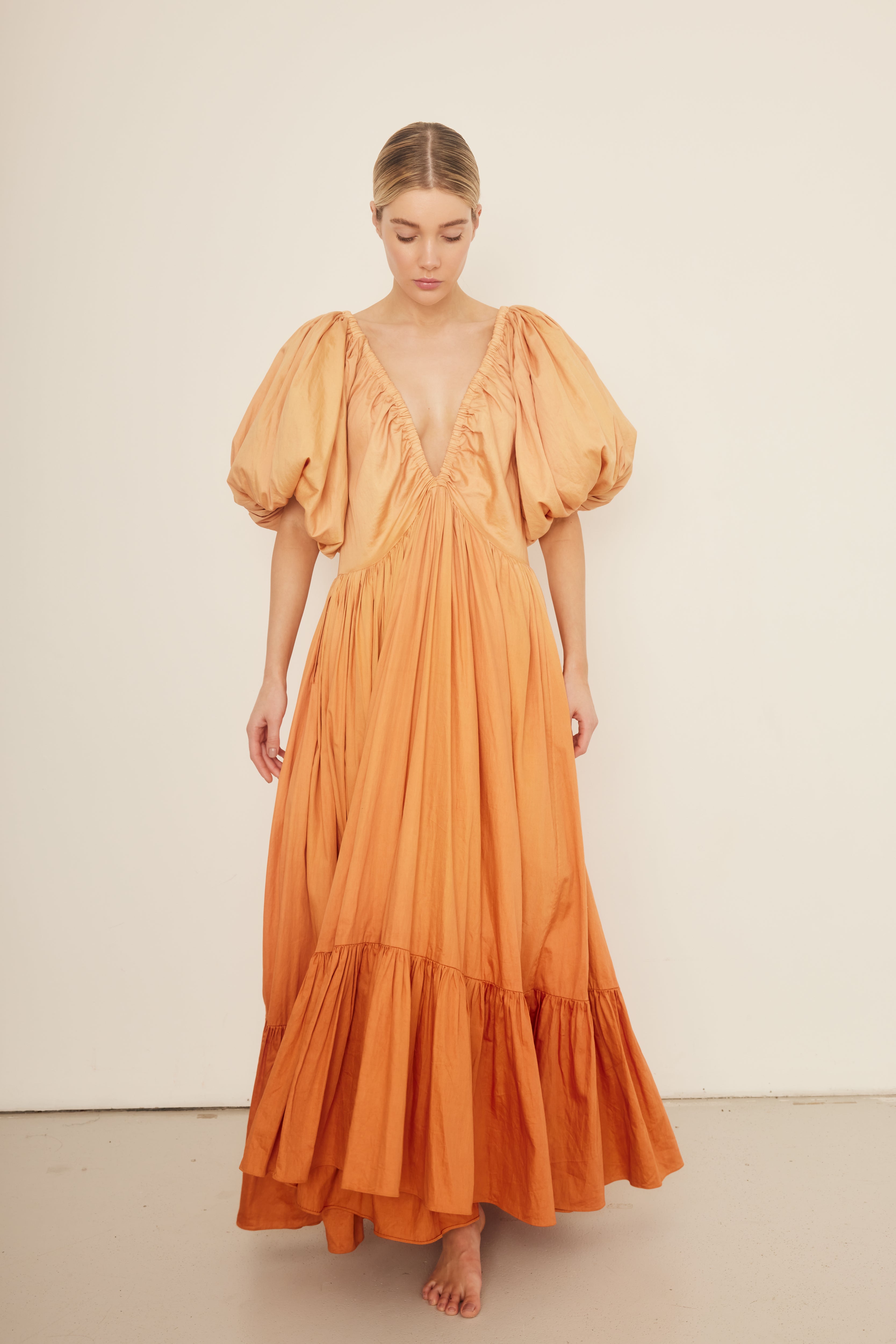 Birthday Gown in Orange Ombré - Women's Maxi Dresses & Off the Shoulder Gowns by Rooh Collective
