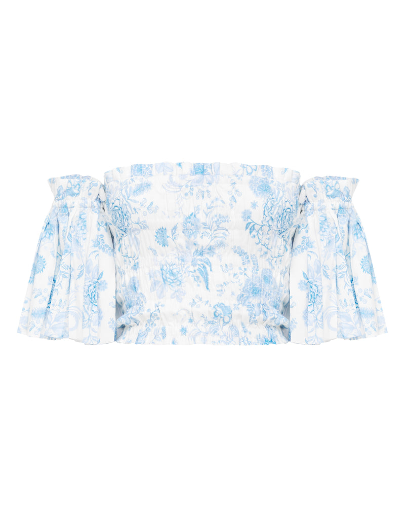 Flora Off Shoulder Top | Blue